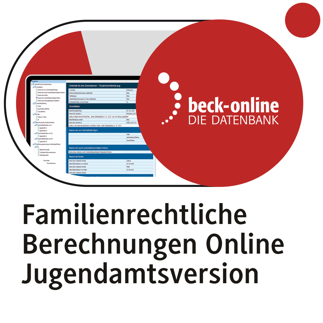 Produktabbildung beck-online. Familienrechtliche Berechnungen Online – Jugendamtsversion