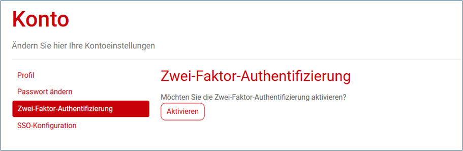 Zugangsverfahren 2Fa Auth Aktivierung