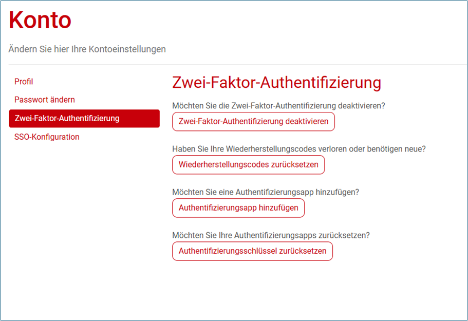 Zugangsverfahren 2Fa Auth Deaktivierung