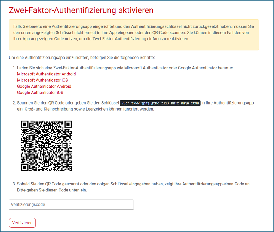 Zugangsverfahren 2Fa Auth Aktivierung Schritte