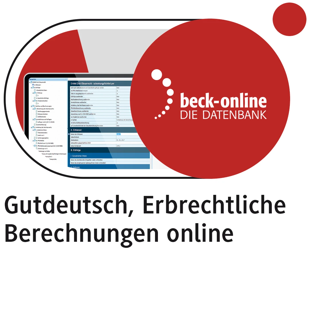 Produktabbildung beck-online. Erbrechtliche Berechnungen Online